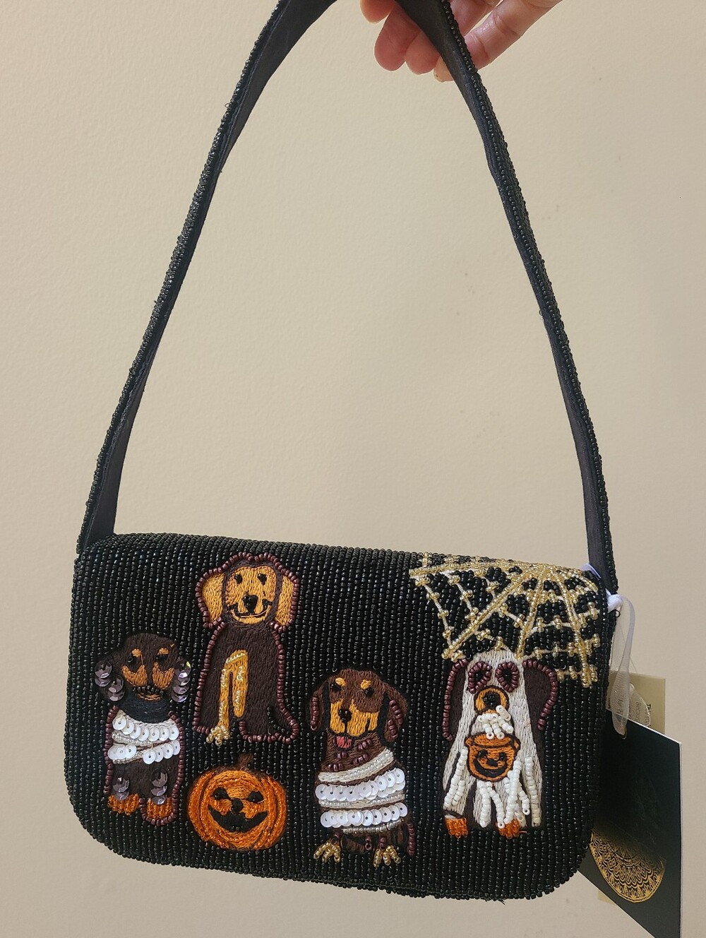 Halloween Beaded Dog Ghost Bag 🎃